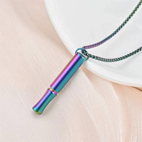 Stainless Steel Breathing Pendant  Stress Relief & Meditation Necklace