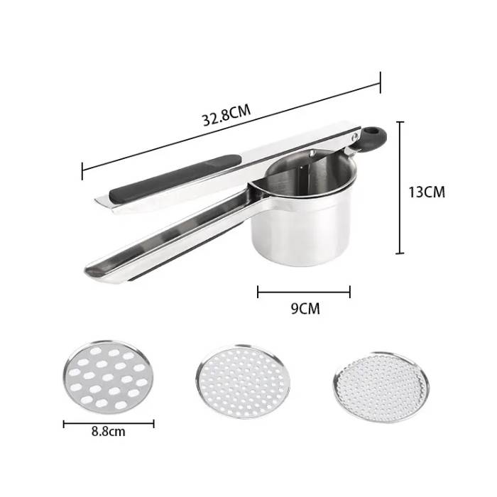 Silicone Handle Heavy-Duty Potato Masher & Juicer Tool