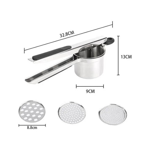 Silicone Handle Heavy-Duty Potato Masher & Juicer Tool
