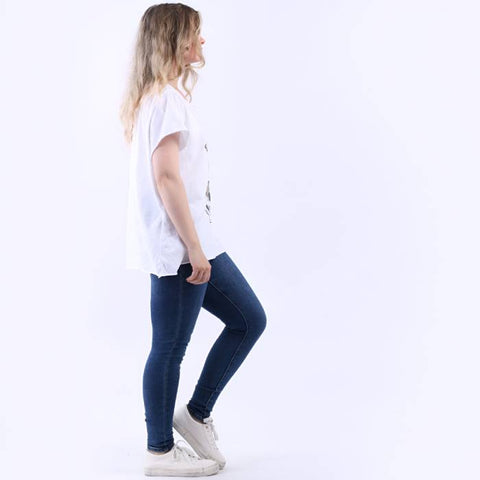 Italian Diamante Leo Foxi Car Cotton T-Shirt