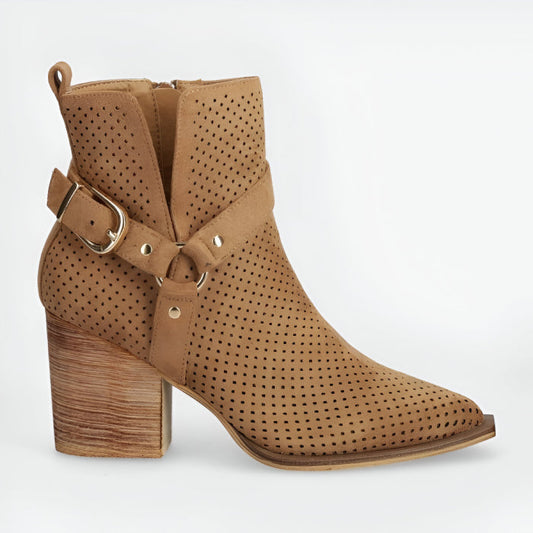 Buckle Strap High Heel Cowgirl Boots – Stylish & Durable Western Wear