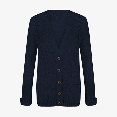 Women's Chunky Cable Knit Button-Up Cardigan