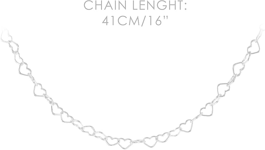 Open Heart Link Chain Silver Necklace for women  