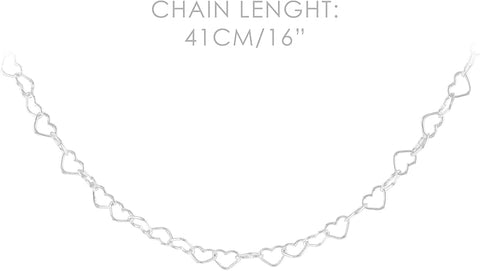 Open Heart Link Chain Silver Necklace for women  