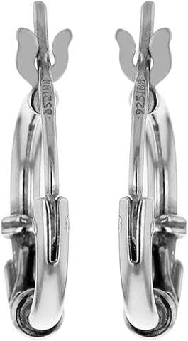 Oxidised Wave Detail Creole Hoop Earrings