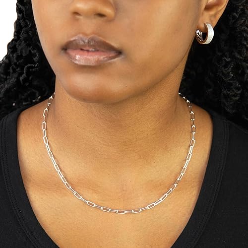 Paper Chain T Bar Silver Necklace