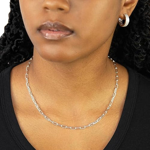 Paper Chain T Bar Silver Necklace