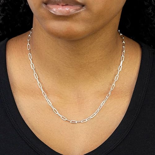 Paper Chain T Bar Sterling Silver Necklace For Women