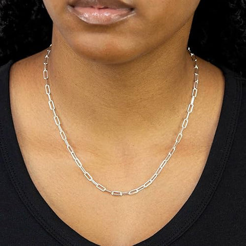 Paper Chain T Bar Sterling Silver Necklace For Women