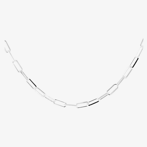 Paper Chain T-Bar Sterling Silver Necklace