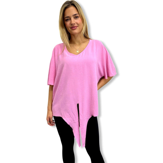 Rose Petal Tie-Front Tunic