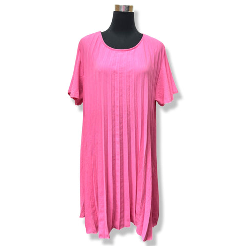 Candy Pink Accordion Pleat Dress
