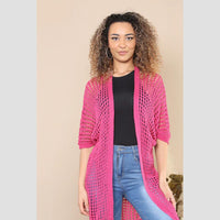 Magenta Open-Stitch Summer Cardi