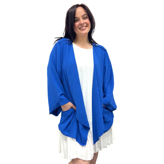 Drape Front Open Cardigan with Pockets (Multiple Colors)