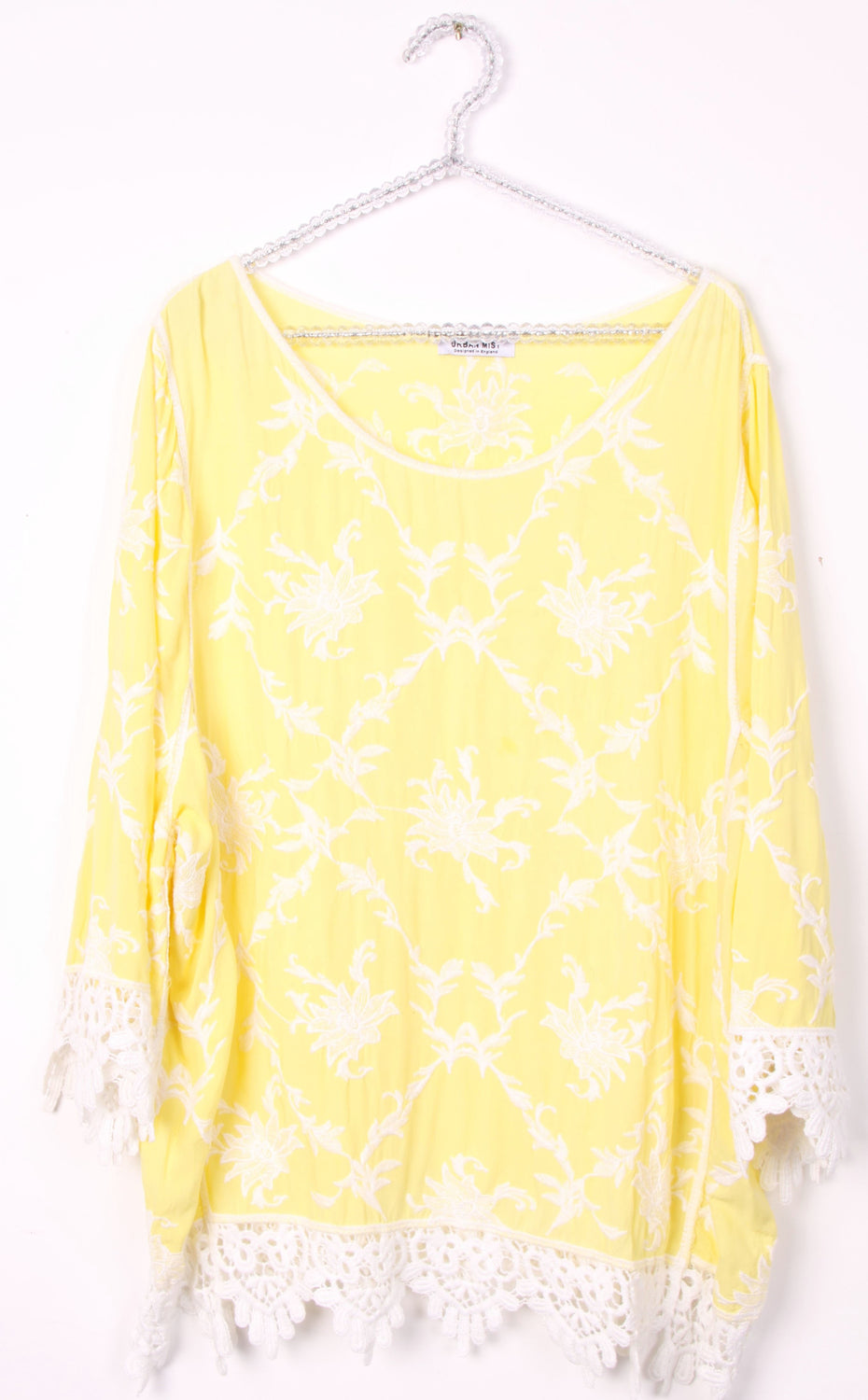 Floral Lace Trim Loose Kaftan Top