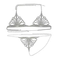 Bikini Silver Rhinestone Body Chain for Women Sparkling Beach & Party Jewelry