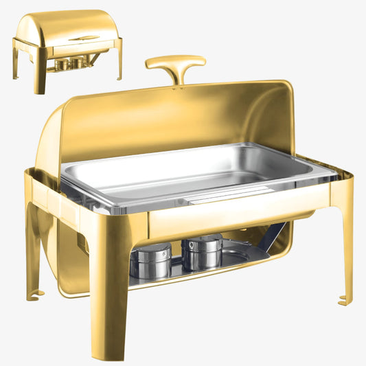 SQ Professional Banquet Chafing Dish with Roll Top Oblong Gold