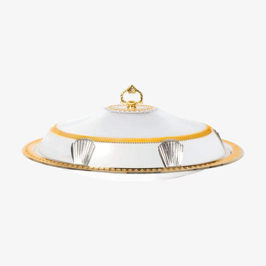 SQ Professional Durane Ornate Party Food Serving Cloche with Tray Silver