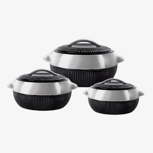 SQ Professional Fiesta Insulated Hot Pot Set Black & Silver 3pcs
