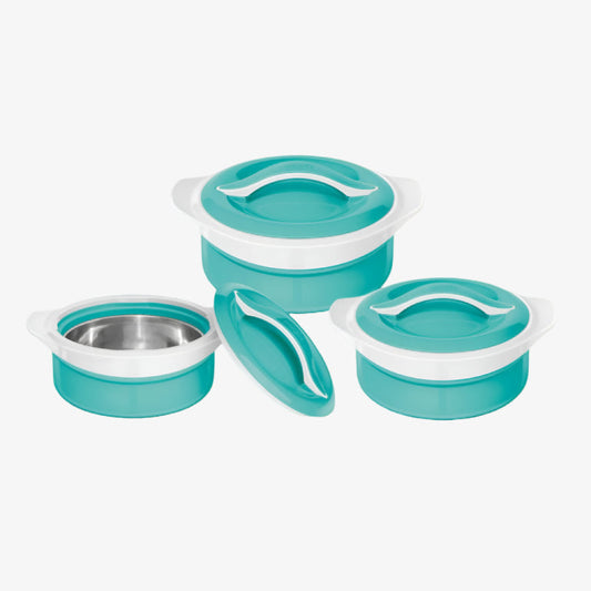 SQ Zenith 3pc Insulated Casserole Set Aqua White 1L, 1.5L, 2.5L