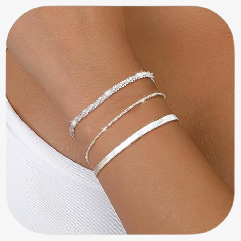 Silver Layered Dainty Link Chain Bracelet