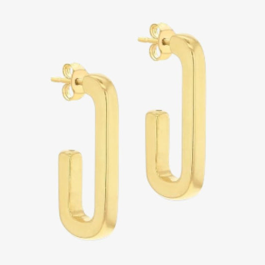 Sterling Silver Rectangular Half Hoop Earrings