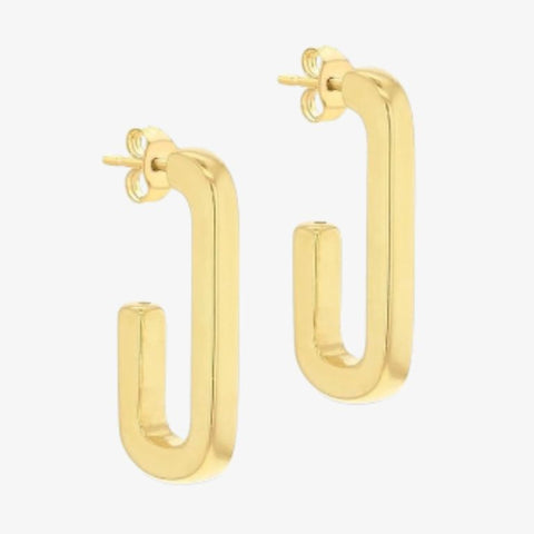 Sterling Silver Rectangular Half Hoop Earrings