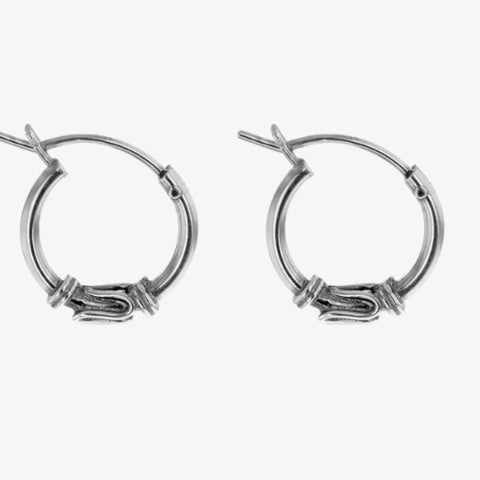 Oxidised Wave Detail Creole Hoop Earrings