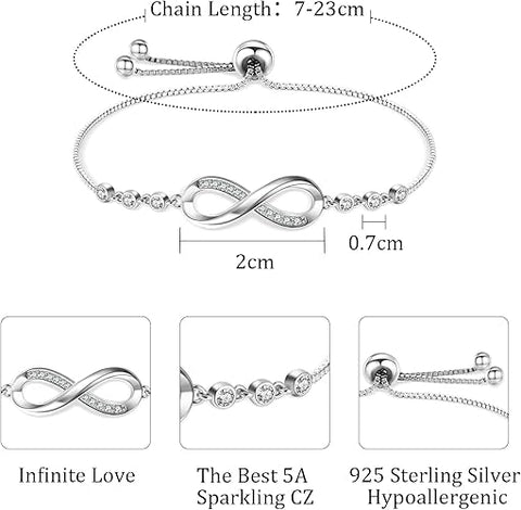 Silver White Gold Plated Infinity Bracelet