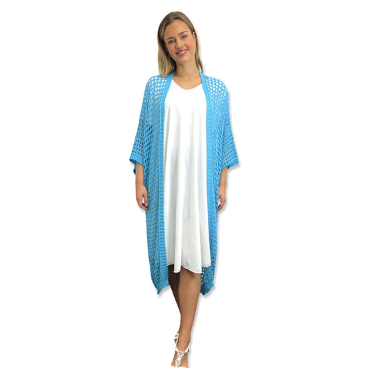 Sky Blue Open-Mesh Summer Cardi