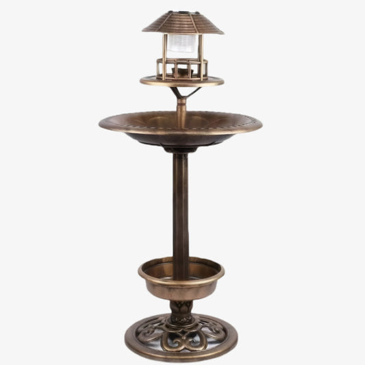 Solar Powered 3 In 1 Bird Bath Planter Garden Decoration