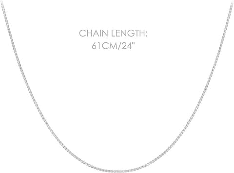 Sterling Box Chain Necklace Silver Color 