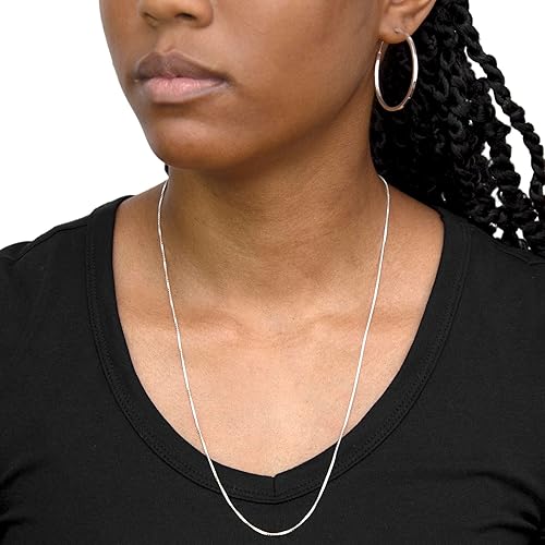 Women Sterling Silver Box Chain Necklace