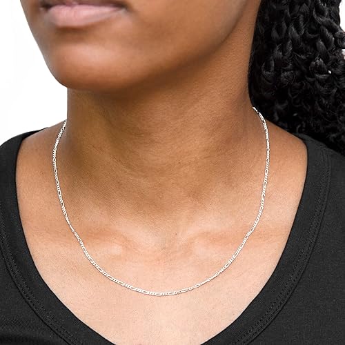 Sterling Silver Figaro Chain Necklace For Women