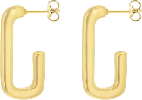 Sterling Silver Rectangular Half Hoop Earrings