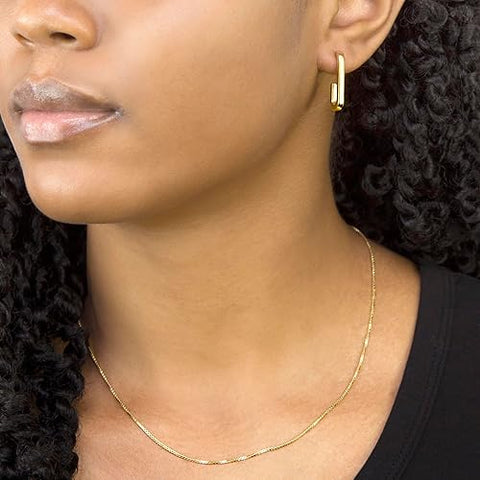 Sterling Silver Rectangular Half Hoop Earrings