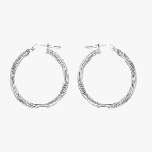 Sterling Silver Twisted Hoop Earrings