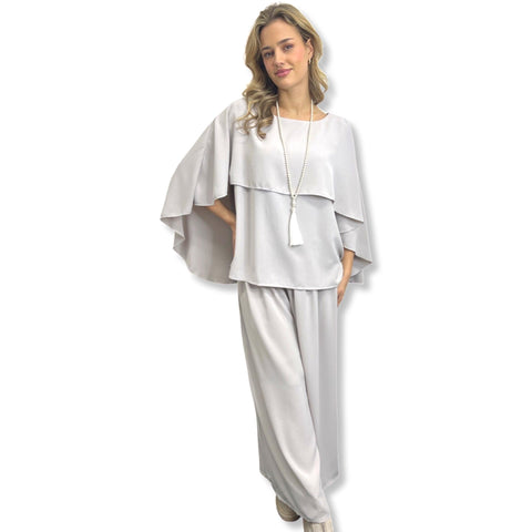 Cape Butterfly Top & Wide Leg Pants Co-ord Set Plus Size