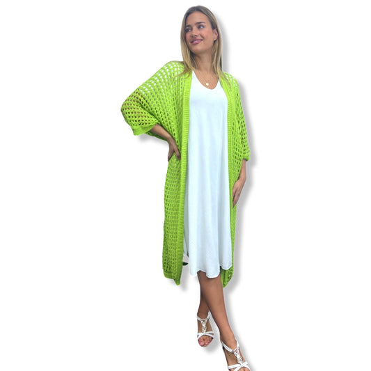 Chartreuse Lightweight Crochet Duster