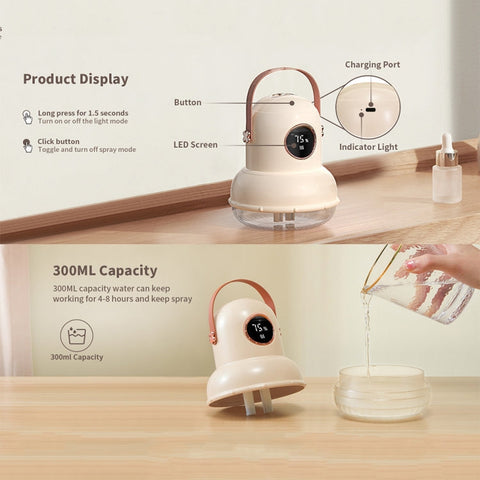 Portable Ultrasonic Humidifier with Digital Display – Adjustable Mist Levels for Home & Office