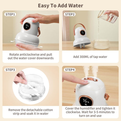 Portable Ultrasonic Humidifier with Digital Display – Adjustable Mist Levels for Home & Office