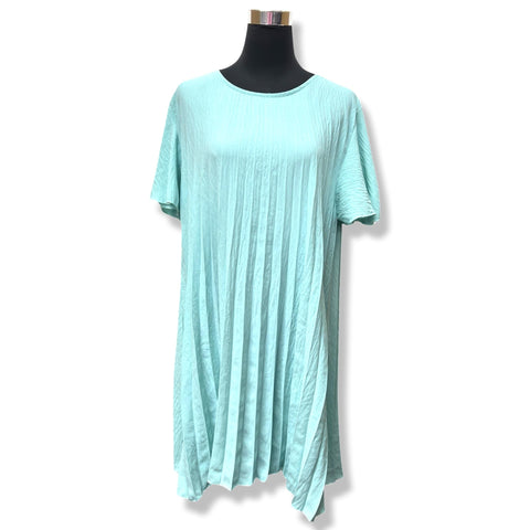 Seafoam Breeze Pleated Flutter Dress