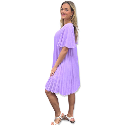 Lilac Dewdrop Accordion Dress
