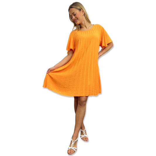 Tangerine Burst Vertical Pleat Tunic