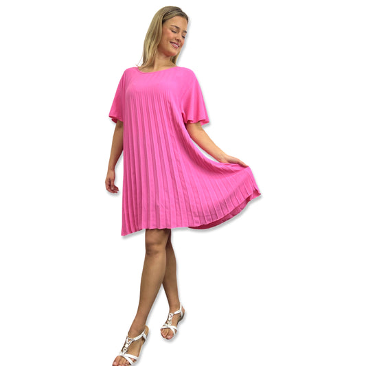 Candy Pink Accordion Pleat Dress