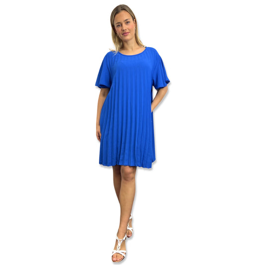 Electric Blue Ribbed Pleat Tunic