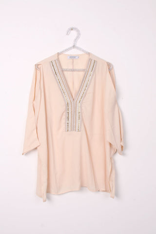 Sequin Embellished Cold Shoulder Top