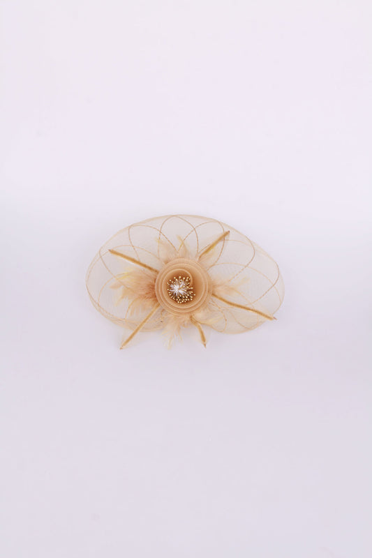 Gold Mesh Flower Fascinator