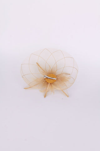 Gold Mesh Flower Fascinator
