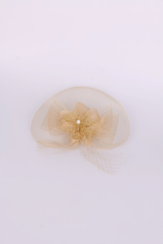 Gold Flower Mesh Fascinator